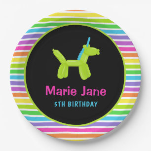 PRATO DE PAPEL BALÕES DE ANIMAIS DE NASCIMENTO NEON