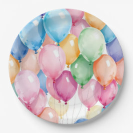 Prato De Papel Balões de Aniversário