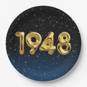 Prato De Papel Balões De Aniversário De 1948 Em Estrelas