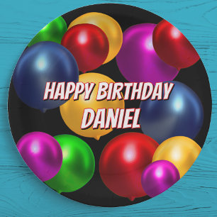 Prato De Papel Balões de aniversário divertidos personalizados