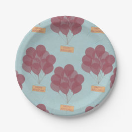 Prato De Papel Balões de aniversário felizes