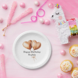 Prato De Papel Balões de Coração de Caramelo de Aniversário