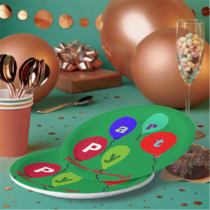 Prato De Papel Balões de festa de aniversário