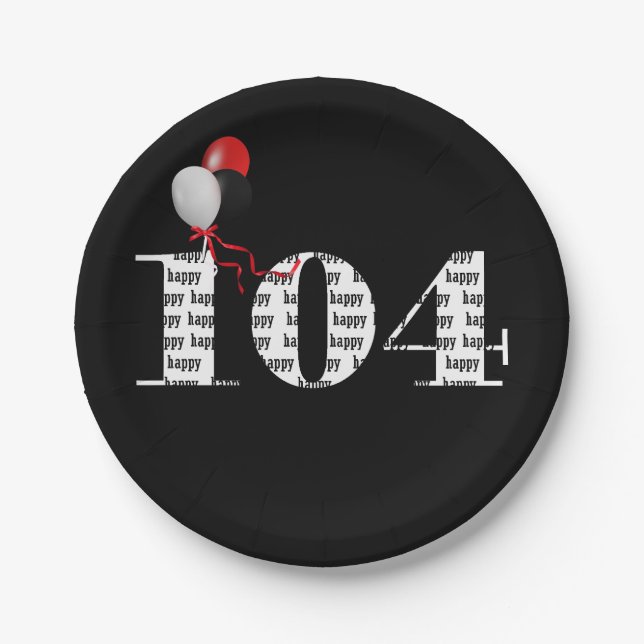 Prato De Papel Balões de festa de aniversário 104 (Frente)