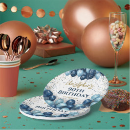 Prato De Papel Balões de Marinho de Festa de aniversário 90