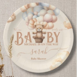 Prato De Papel Balões de Urso de Teddy Esperam Sexo Neutro