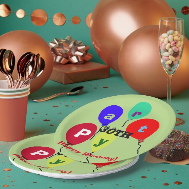Prato De Papel Balões do Partido aniversário de 30 anos de Milest (Múltiplo)