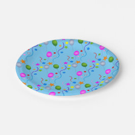 Prato De Papel Balões e Streamers Festivos Genéricos em AZUL