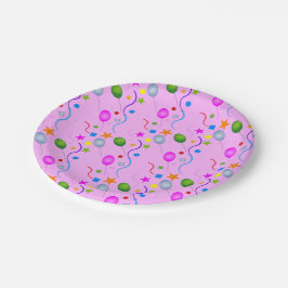 Prato De Papel Balões e Streamers Festivos Genéricos em PINK