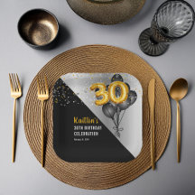 Balões Negros Elegantes | Parte aniversário de 30