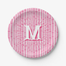 Prato De Papel Bambooey Bamboo Stripe in Pink Personalized