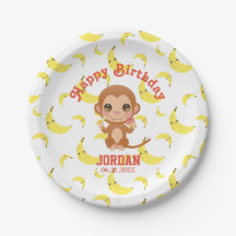 Banana Baby Monkey Feliz Aniversário Placas