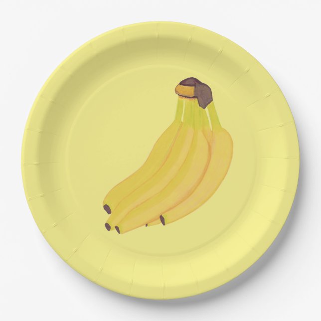 Prato De Papel Banana Paper Plates com bananas maduras amarelas (Frente)
