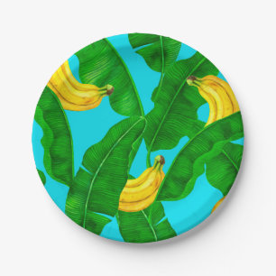 Prato De Papel Bananas e folhas design