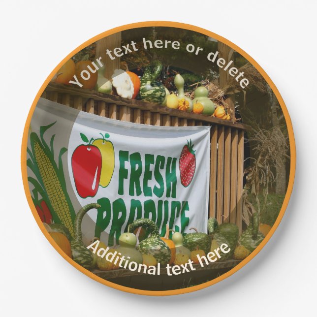 Prato De Papel Banca de Produtos da Fazenda Personalizada Festa (Frente)