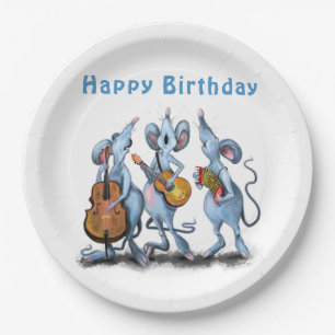 Prato De Papel Banda Romântica Engraçada do Mouse - Feliz Anive