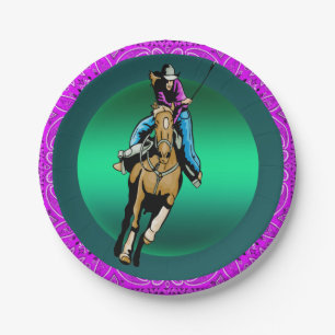 Prato De Papel Bandana ocidental do roxo do cavalo de equitação