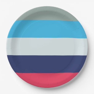 Prato De Papel Bandas De Azul E Borgonha