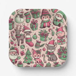 Prato De Papel Bandas de Natal