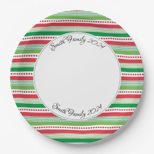 Prato De Papel Bandas de Natal Personalizadas (Frente)
