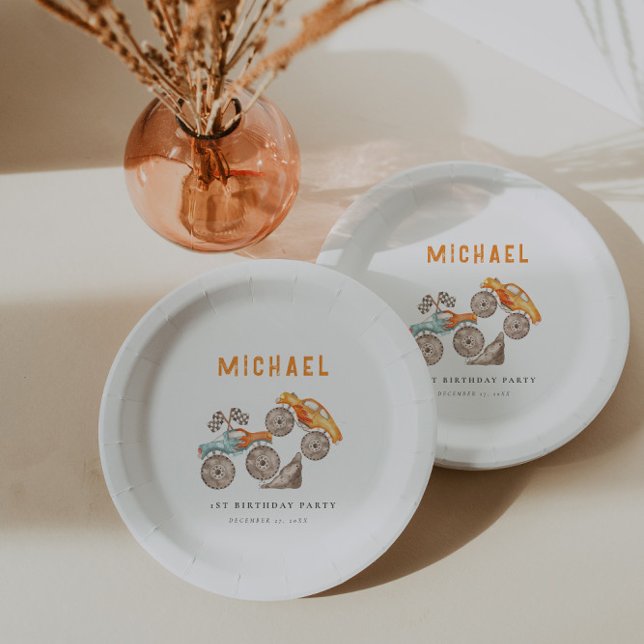 Prato De Papel Bandas do Partido dos Caminhões de Monstro Azul La (Criador carregado)