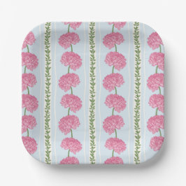 Prato De Papel Bandas Florais Rosa, Azul e Verde