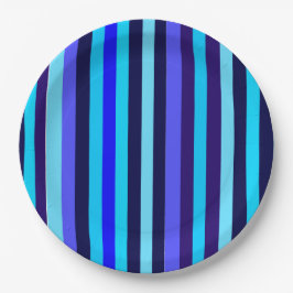 Prato De Papel Bandas múltiplas azuis