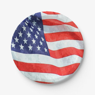 Prato De Papel Bandeira Americana