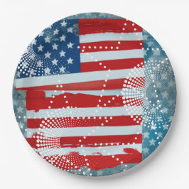 Prato De Papel Bandeira Americana