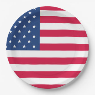 Prato De Papel Bandeira Americana 4 de julho