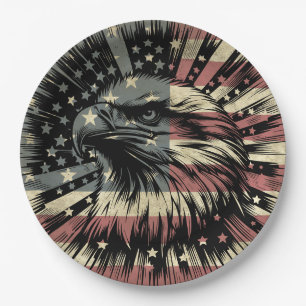 Prato De Papel Bandeira Americana Águia Careca Patriótica