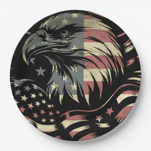 Prato De Papel Bandeira Americana Águia Careca Patriótica