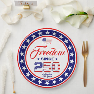 Prato De Papel Bandeira Americana do 4 de Julho de Aniversário de