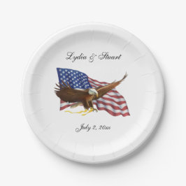Prato De Papel Bandeira Americana e Casamento de Águia