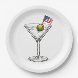 Prato De Papel Bandeira Americana em um Coquetel Martini