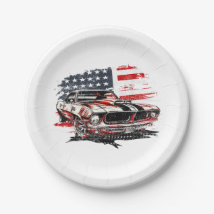 Prato De Papel Bandeira Americana Patriota 