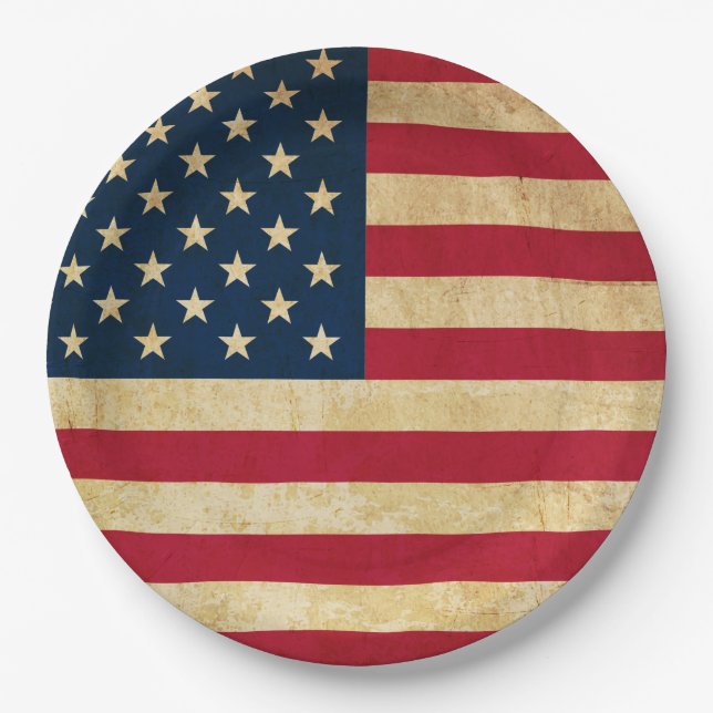 Prato De Papel Bandeira Americana Patriótica Original (Frente)