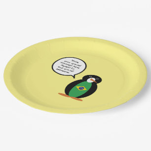 Prato De Papel Bandeira Brasileira Ms Penguin Personalizada Falan