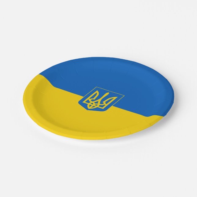 Prato De Papel Bandeira-Casaco de armas da Ucrânia (Inclinado)