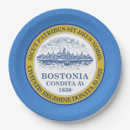 Prato De Papel Bandeira da Cidade de Boston (Massachusetts)