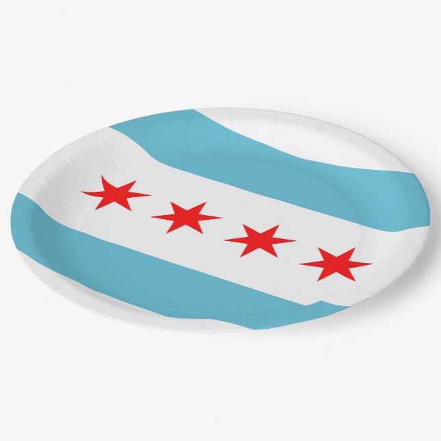 Prato De Papel Bandeira da cidade de Chicago (Inclinado)