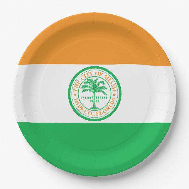 Prato De Papel Bandeira da Cidade de Miami (Flórida) (Frente)