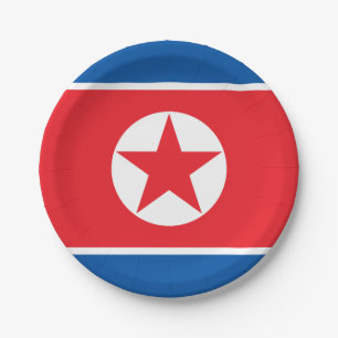 Prato De Papel Bandeira da Coreia do Norte