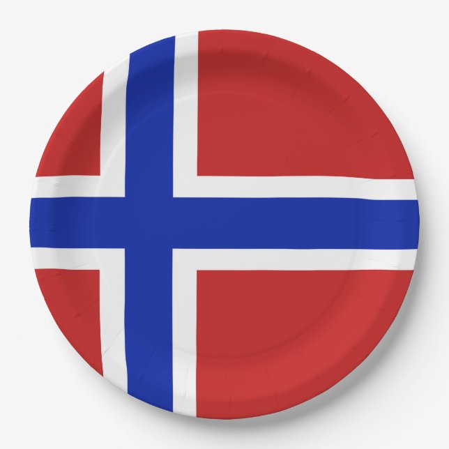 Prato De Papel Bandeira da Noruega na Escandinávia (Frente)