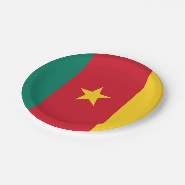 Prato De Papel Bandeira da Prata dos Camarões (Inclinado)