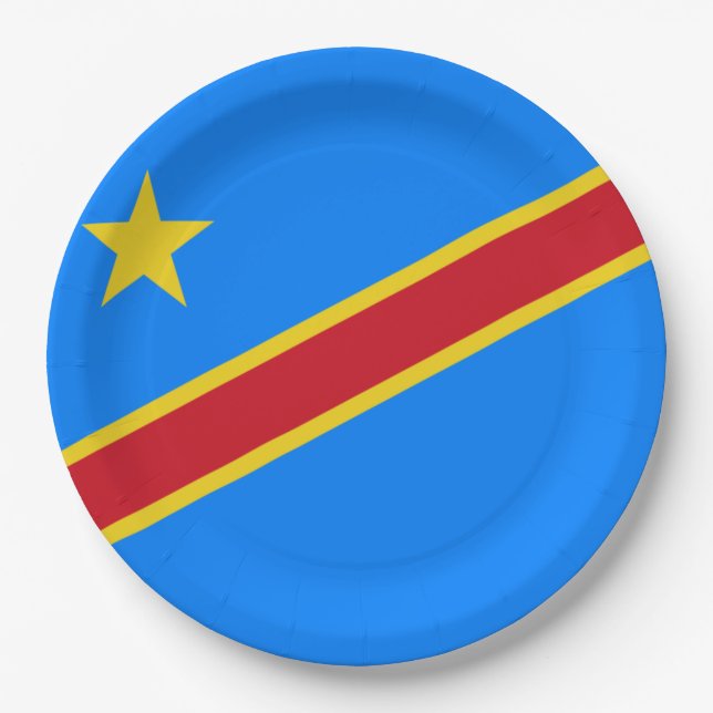Prato De Papel Bandeira da RDC (República Democrática do Congo) (Frente)