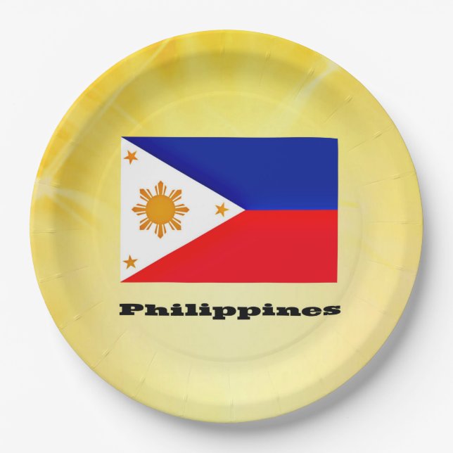Prato De Papel Bandeira das Filipinas, arquipélago (Frente)
