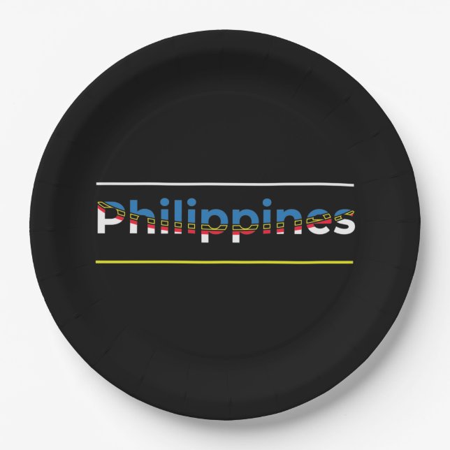 Prato De Papel Bandeira das Filipinas - Letreiros Patrióticos de  (Frente)