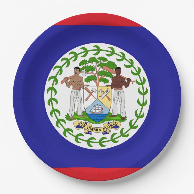 Prato De Papel Bandeira de Belize (Frente)