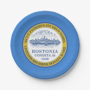 Prato De Papel Bandeira de Boston, Massachusetts Paper Plate